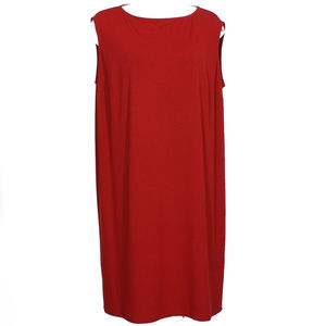 Red Viscose Jersey Cap Sleeve Shift Dress 2X